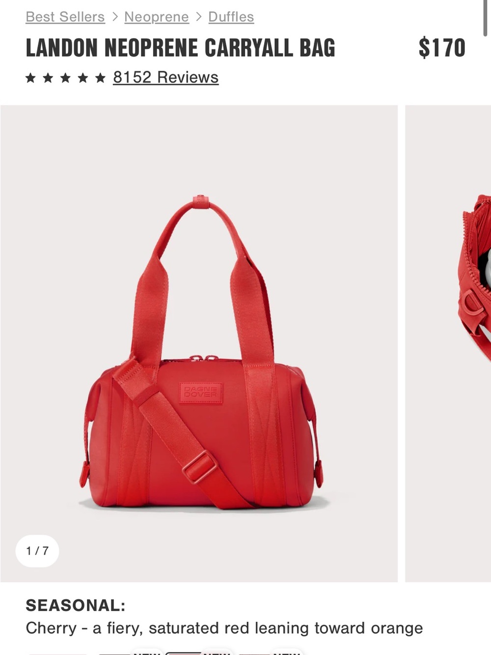 Dagne Dover Red Neoprene Landon Carryall Shoulder Bag